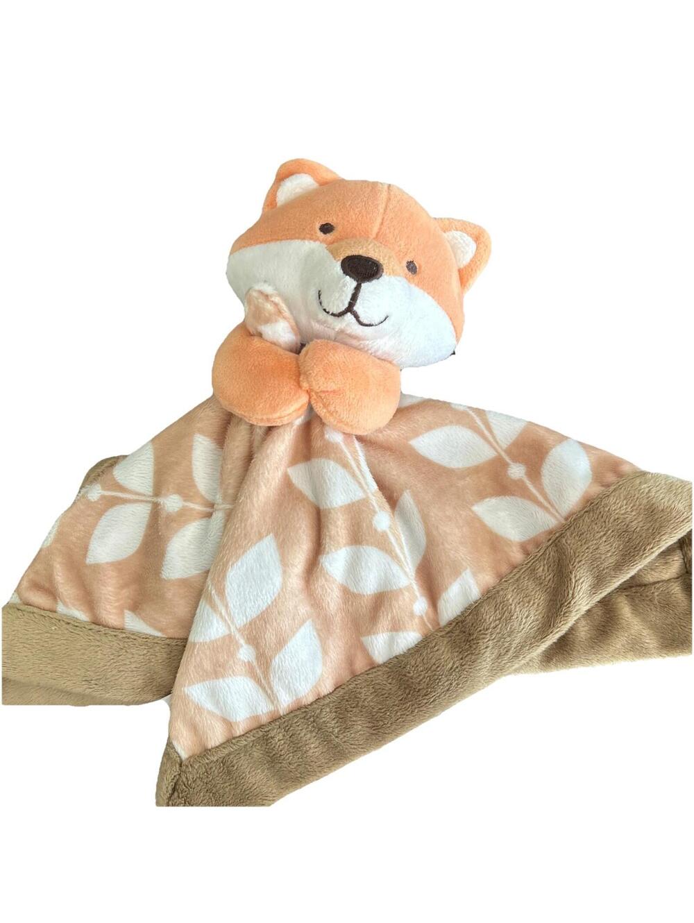 Carters Orange Fox Baby Security Blanket Plush Soft Lovey Tan Leaf Comfort
